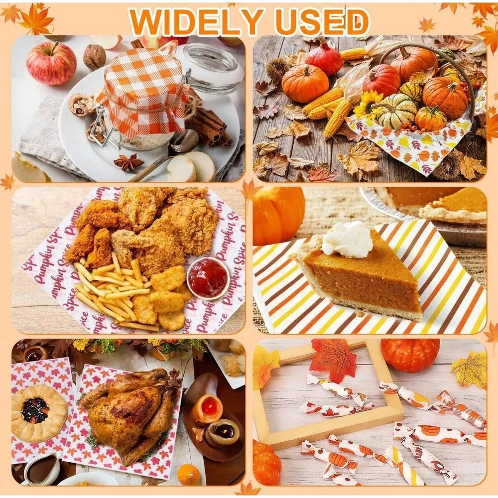 240Pcs Fall Wax Paper Dry Waxed Deli Paper Sheet 12x12 inch Sandwich Wrap Pap...